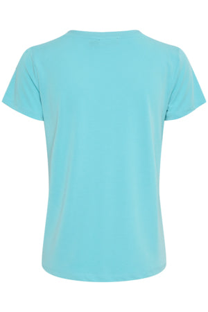 Soaked in Luxury - Columbine V-Neck Tshirt in Sea Jet showing the back