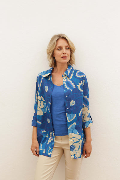 Pomodoro - Pucci Shirt in Blue and Cream
