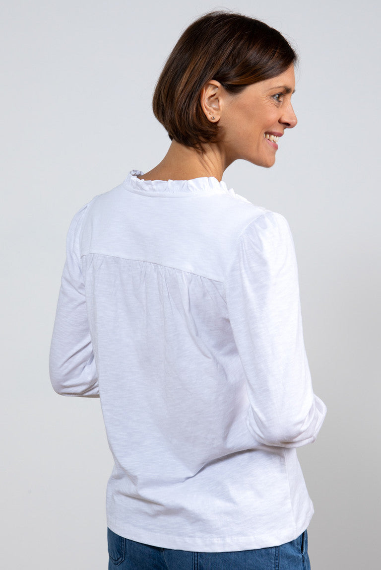 Lily & Me - Spring Berkeley Top in White showing the rear