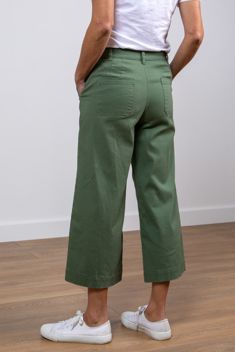 Lily & Me - Isla Cropped Trousers in Khaki showing the rear