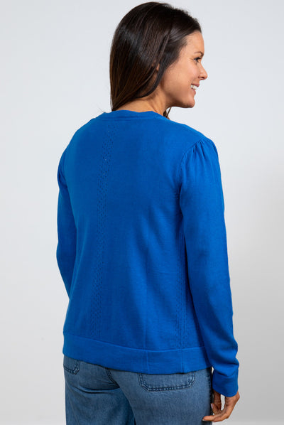 Lily & Me - Camellia Cobalt Cardigan showing the rear