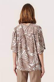 <p>Unleash your wild side with the Soaked in Luxury Marian Shirt in Walnut Lines. This light dusty brown and cream zebra print inspired top features the perfect 3/4th floaty sleeve, making it versatile for any occasion. Pair with jeans and heels for a classy night out look!</p> <p><br></p> <p>Made of 100% viscose, wash at 30 degrees and air dry where possible</p>