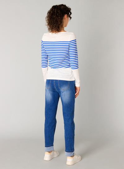 Yest - Renate Top in bl;ue/white stripe