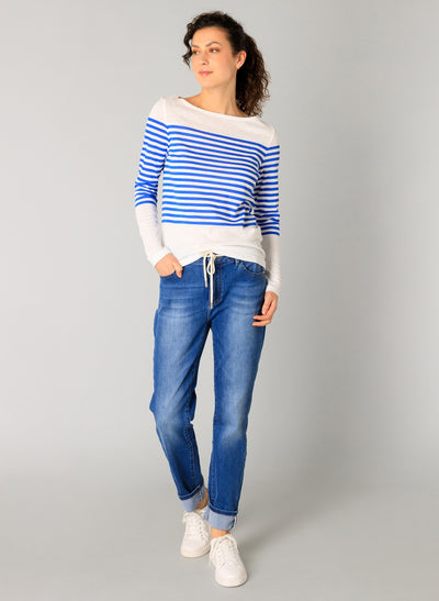 Yest - Renate Top in bl;ue/white stripe