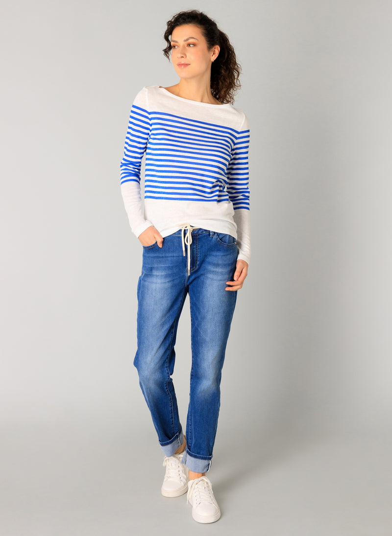Yest - Renate Top in bl;ue/white stripe