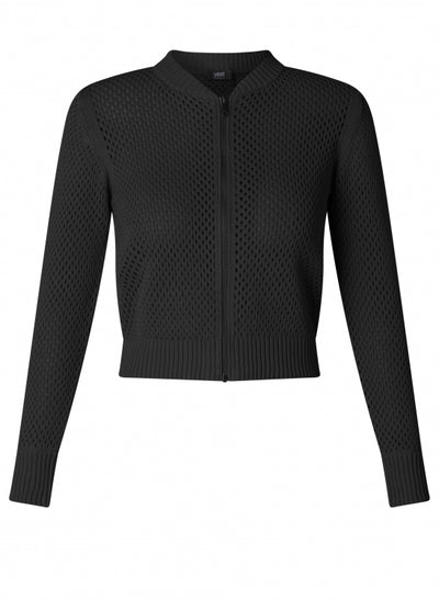 Yest - Sarani Cotton Knitted Cardi Jacket with Zip in Slate Green or Black