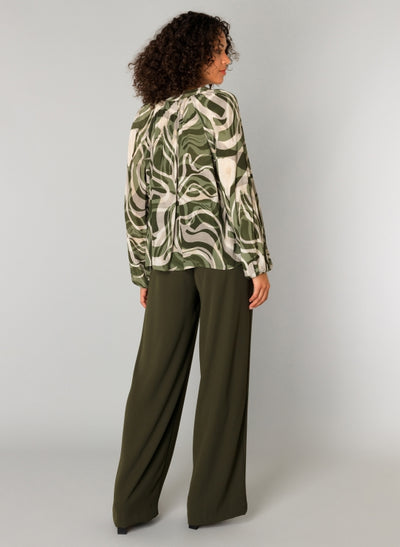 Yest - Carmen Army Green Mix Blouse