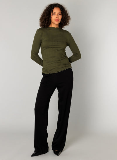 Yest - Paloma Essential  Wide Leg Pants in Army Green & Black