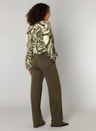 Yest - Paloma Essential  Wide Leg Pants in Army Green & Black