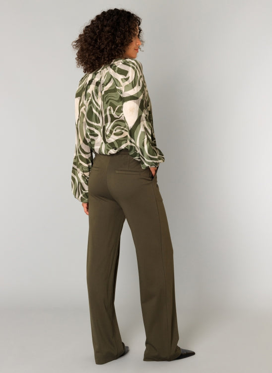 Yest - Paloma Essential  Wide Leg Pants in Army Green & Black