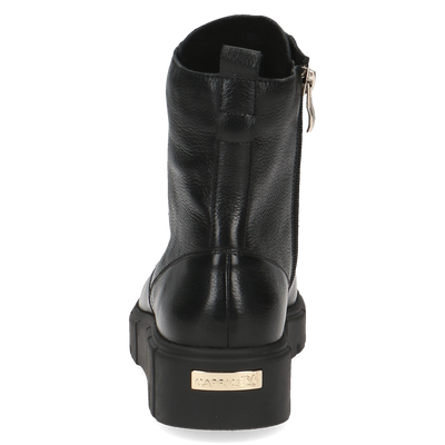 Caprice - Black Nappa Combat Ankle Boot showing the rear