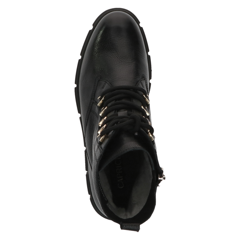 Top down photo of Caprice - Black Nappa Combat Ankle Boot