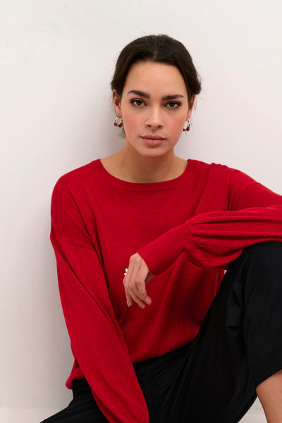 Kaffe - Regina Round Neck Jumper in Sand or Red