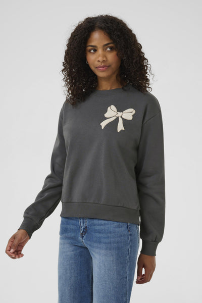 Kaffe - Elenora 'Bow' Sweatshirt in Dark Gray