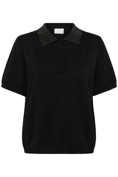 Kaffe - Carly Polo Jumper in black with Studded Collar