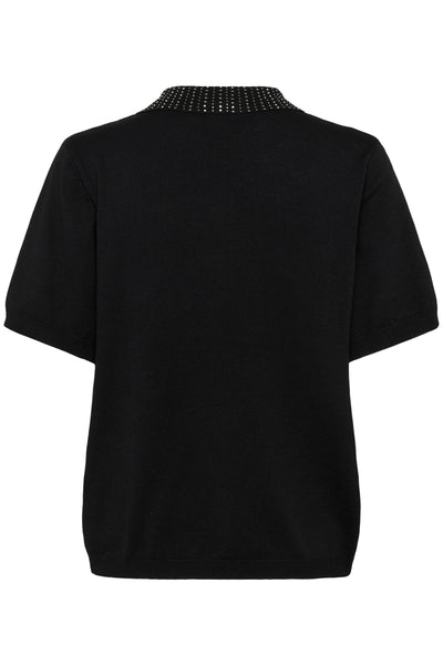 Kaffe - Carly Polo Jumper in black with Studded Collar