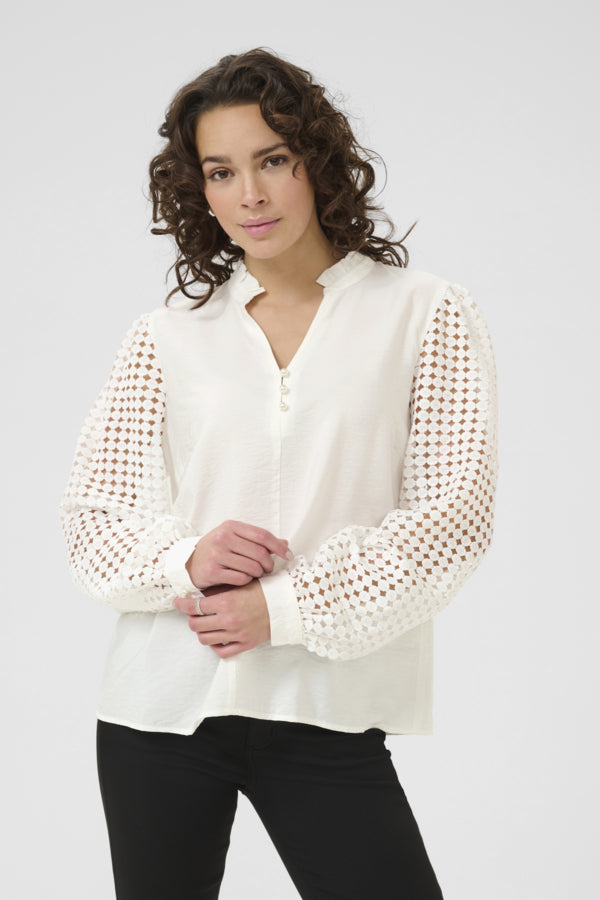 Kaffe - Tulle Blouse in White