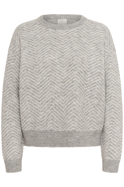 Kaffe - Bitzy Pullover in Grey/Chalk Zig Zag