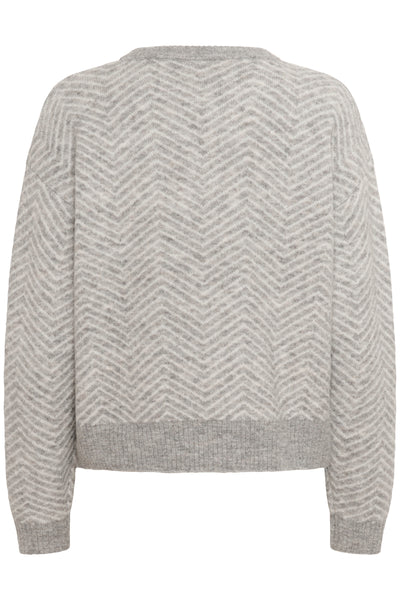 Kaffe - Bitzy Pullover in Grey/Chalk Zig Zag