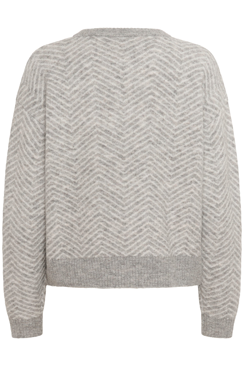 Kaffe - Bitzy Pullover in Grey/Chalk Zig Zag