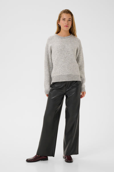Kaffe - Bitzy Pullover in Grey/Chalk Zig Zag