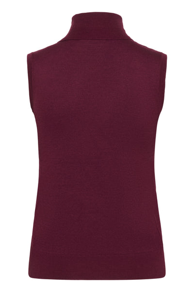 Kaffe - Lizza Rollneck Fine Knit Sleeveless Top in Black or Wine