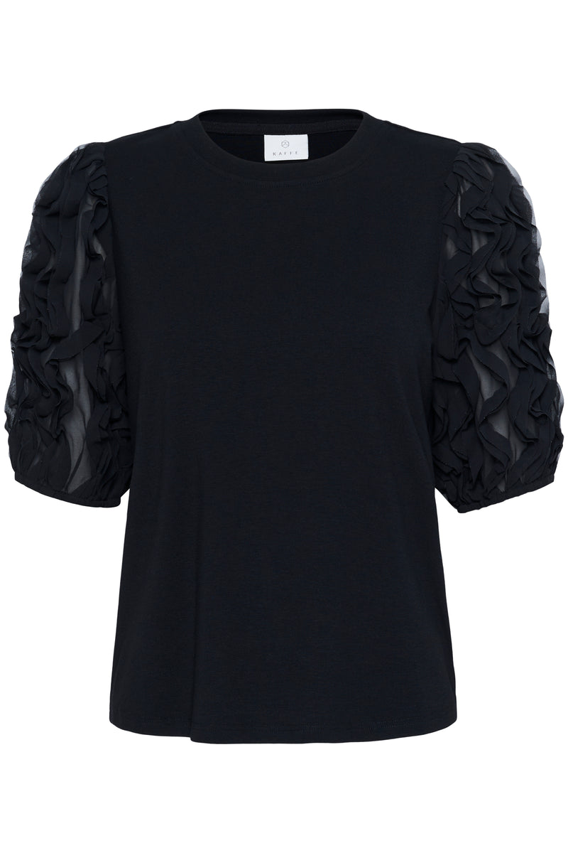Kaffe - Linda Frill T-Shirt in Black