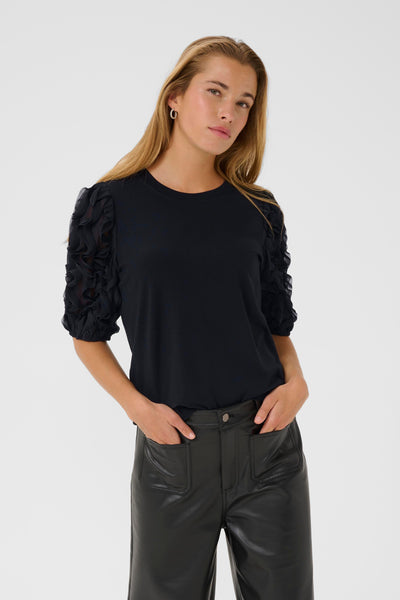 Kaffe - Linda Frill T-Shirt in Black