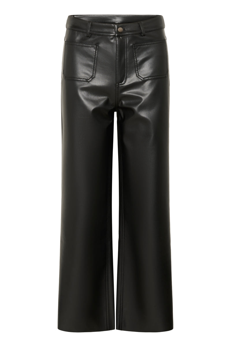 Kaffe - Mikka PU Wide Legged Jeans in Black