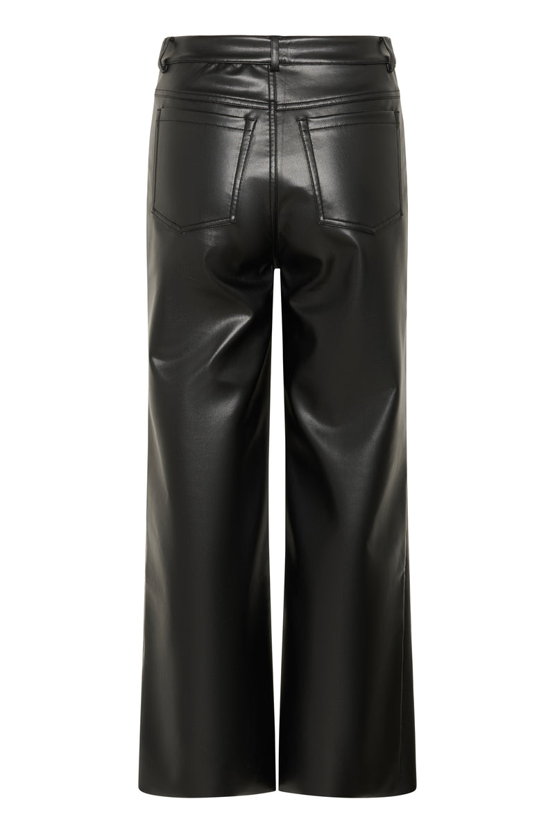 Kaffe - Mikka PU Wide Legged Jeans in Black