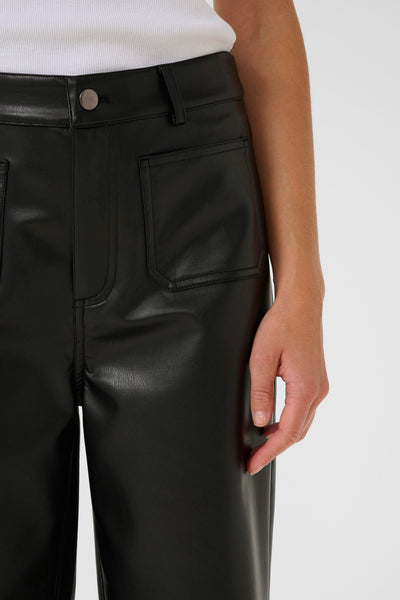 Kaffe - Mikka PU Wide Legged Jeans in Black