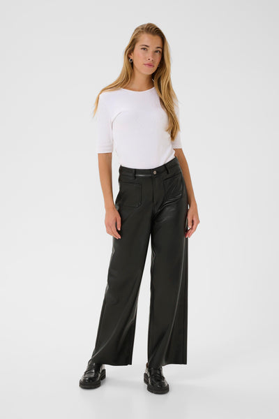 Kaffe - Mikka PU Wide Legged Jeans in Black
