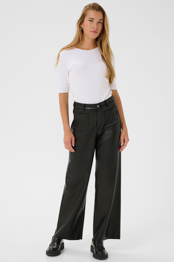 Kaffe - Mikka PU Wide Legged Jeans in Black