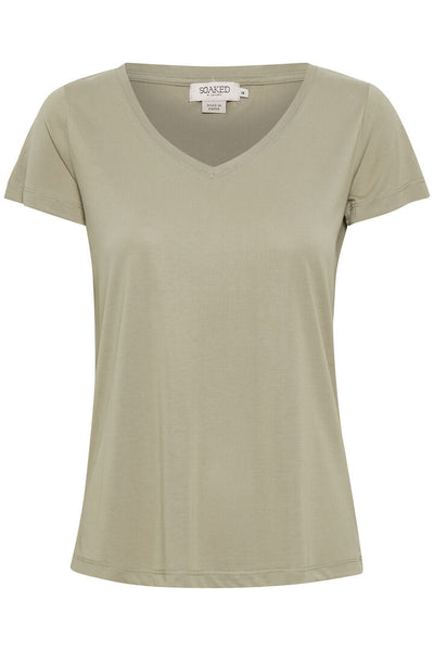 Soaked in Luxury - Columbine V Neck Tshirt Broken White, Black, Oatmeal or Duck Egg