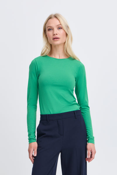 B Young Pamila Long Sleeve Round neck T-Shirt in Green