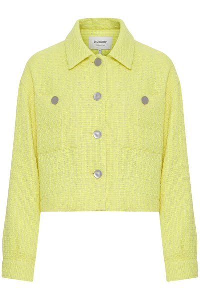 <p>Bring some sunny vibes to your wardrobe with the B Young Dadena Jacket. This bright and cheery lime green tweed style jacket features silver details and two front pockets for added convenience. Perfect for adding a pop of color to any outfit!</p> <p><br></p> <p>Made pof 85% polyester, 15% cotton, wash at 30 degrees and spot clean when possible</p>