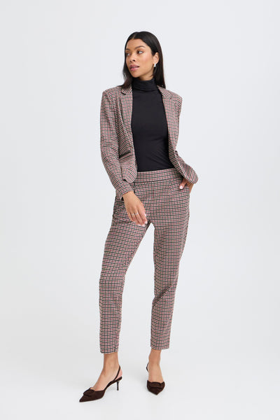 B Young - Rowan Button Trousers in Port Royale Check