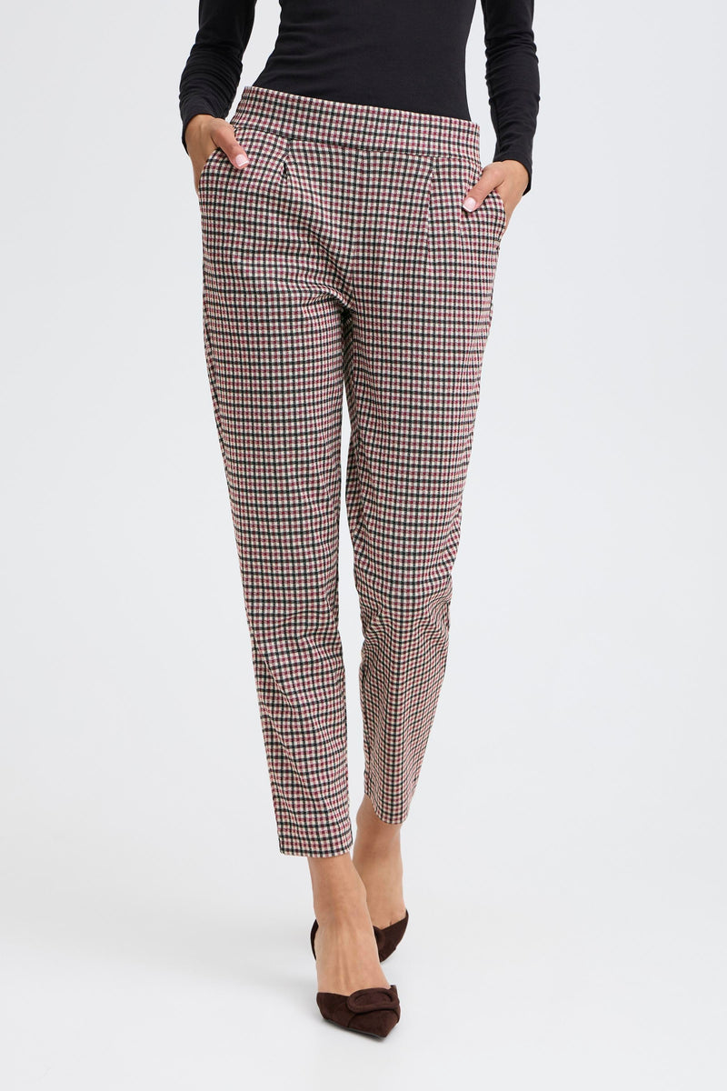 B Young - Rowan Button Trousers in Port Royale Check