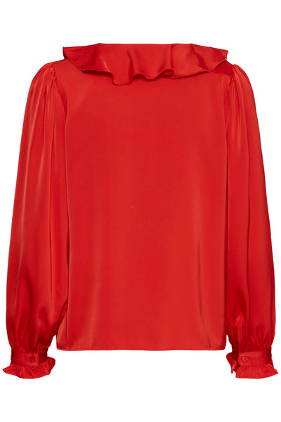 B Young - Flair Frill Blouse in Red