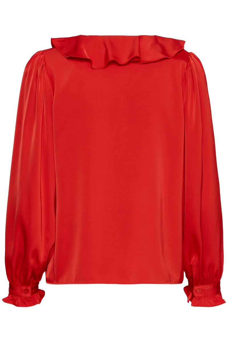 B Young - Flair Frill Blouse in Red