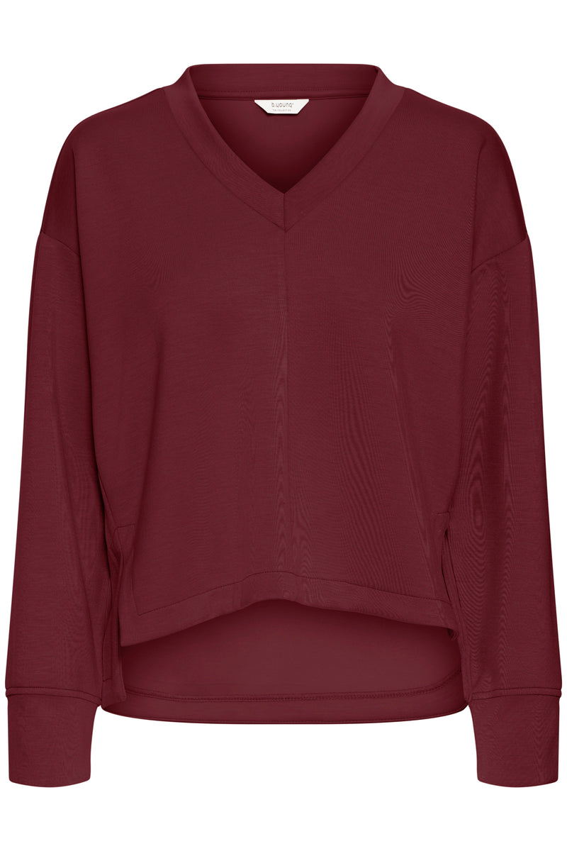 B Young - Pusti Port Cropped V Neck Sweat Top