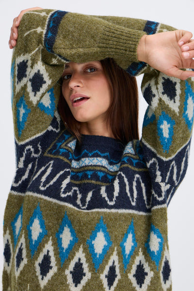 B Young - Nafta Navy Jacquard Jumper