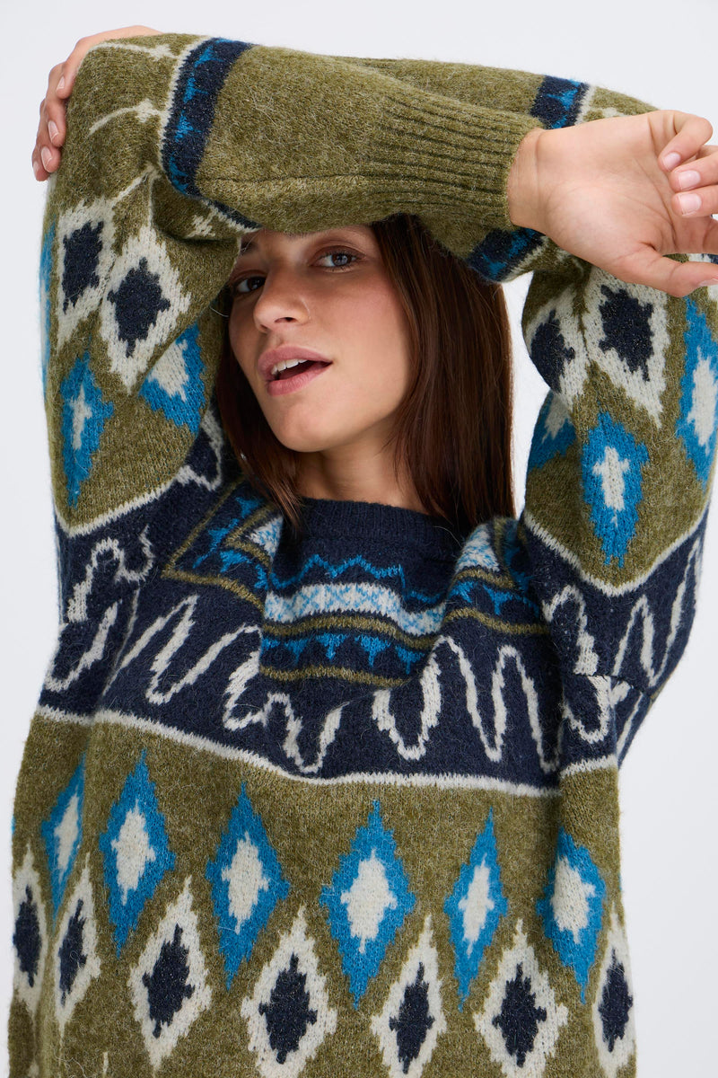 B Young - Nafta Navy Jacquard Jumper