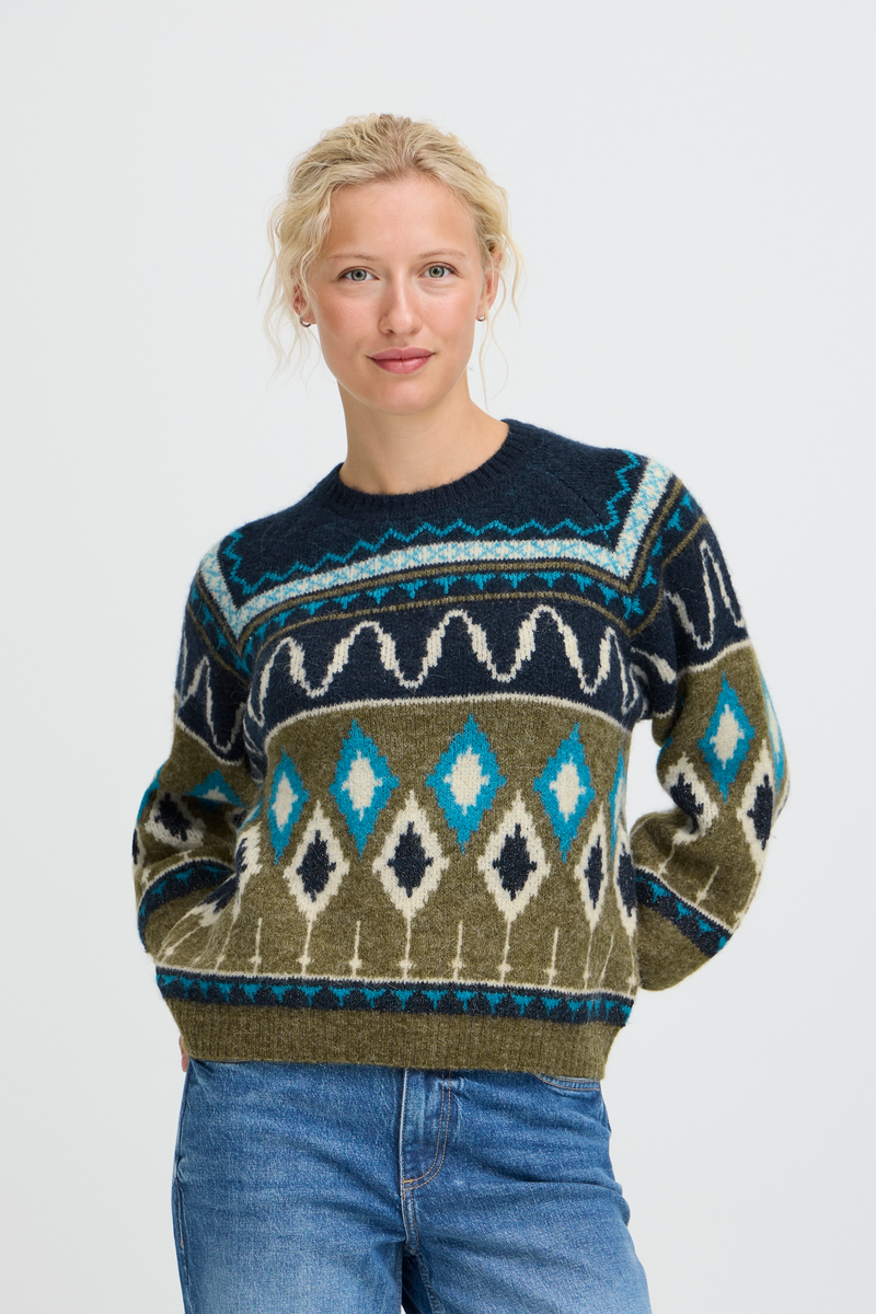 B Young - Nafta Navy Jacquard Jumper