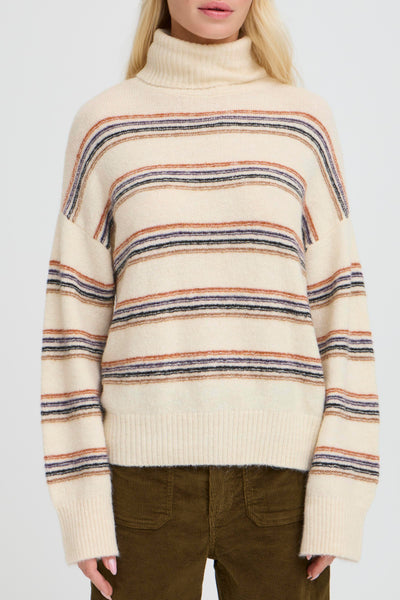 B Young - Monna Pullover in Birch Melange with Stripe