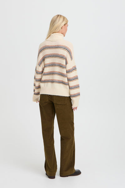 B Young - Monna Pullover in Birch Melange with Stripe