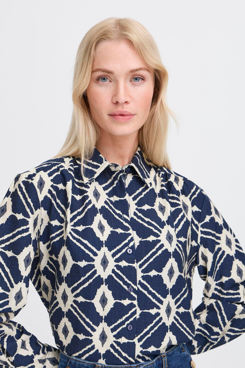 B Young - Ikaia Shirt in Navy and Cream
