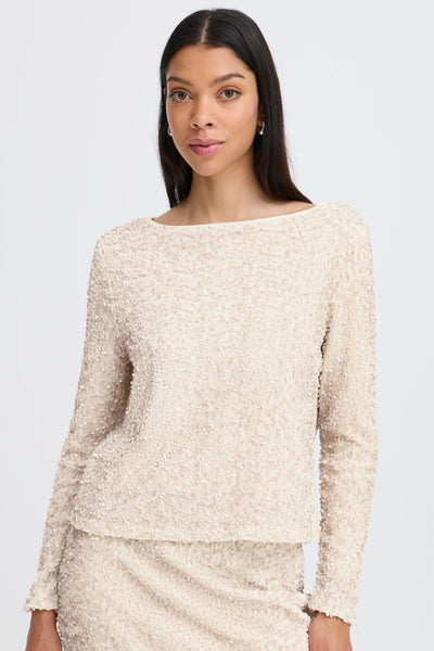 B Young - Pary Sequin Blouse in Cream