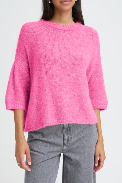 B Young Otia Short Sleeve Jumper in Bright Pink