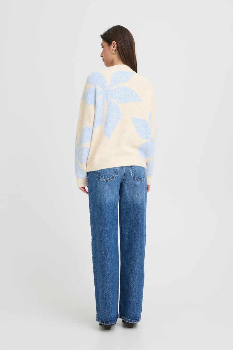 B Young - Omea Flower Jumper Cream/Green or Cream/Blue